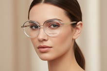 Charger l'image dans la galerie, Allure 01 Ib Grey Crystal Round Eyeglasses | Francois Pinton Woman