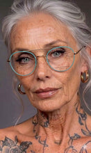 Cargar imagen en el visor de la galería, Air 4 Be Gold &amp; Blue Surgical Stainless Steel Eyeglasses | Francois Pinton Woman
