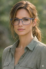Lade das Bild in den Galerie-Viewer, Alps AF1 Navy Blue Stainless Steel Rectangular Eyeglasses | David Green Woman
