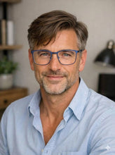 Lade das Bild in den Galerie-Viewer, Alps AF1 Navy Blue Stainless Steel Rectangular Eyeglasses | David Green Man
