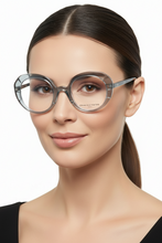 Lade das Bild in den Galerie-Viewer, Aqua 03 Ii Grey Crystal Round Cat Butterfly Eyeglasses | Francois Pinton Woman

