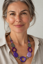 Lade das Bild in den Galerie-Viewer, Pebbles C10311 | Eyeglass Holder Necklace | Purple &amp; Grey Tagua Woman
