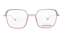 Lade das Bild in den Galerie-Viewer, Rubis 03 Ip Brushed Silver &amp; Red Stainless Steel Eyeglasses | Karavan Front
