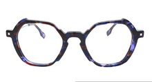 Charger l'image dans la galerie, Wilfrid 03 Bb Navy Hexagonal Cut-Out Acetate Eyeglasses | Karavan Front
