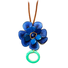 Lade das Bild in den Galerie-Viewer, Flor C.04N | Eyeglass Holder Necklace | Navy &amp; Mint Tagua
